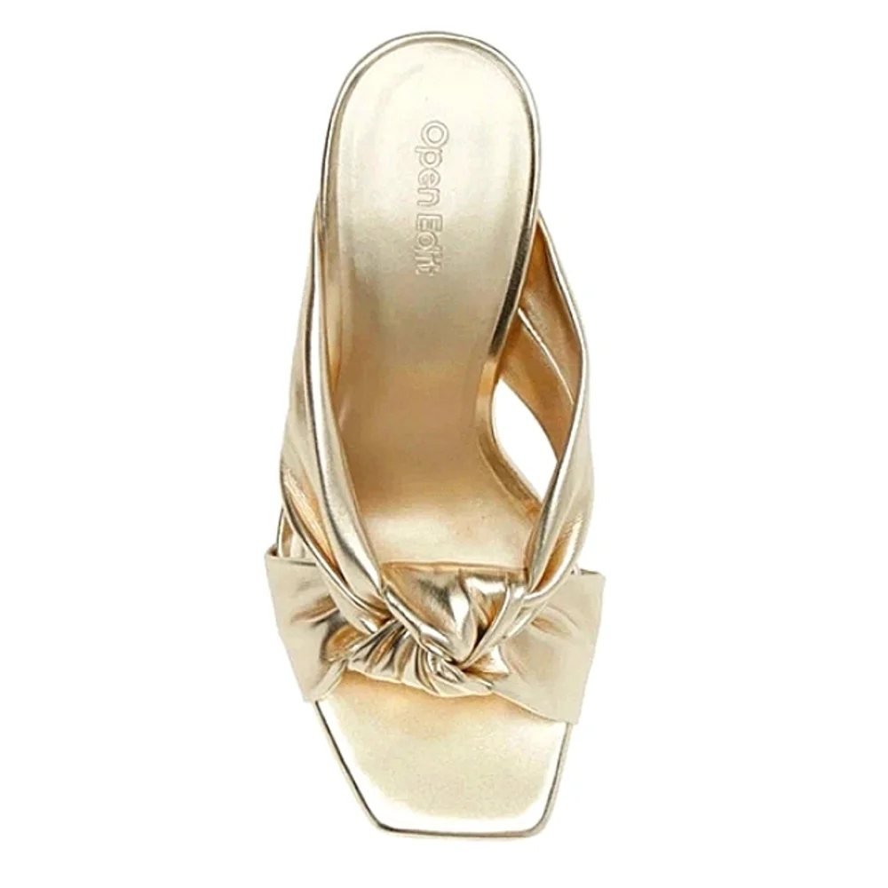 New w/o Box Open Edit Kaia Platform Knotted Open-Toe Block Heel Dress Sandals